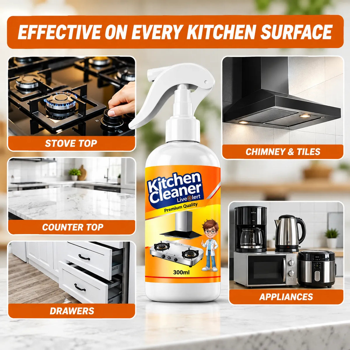 Best Kitchen Cleaner Spray 300ml – Oil & Grease Stain Remover