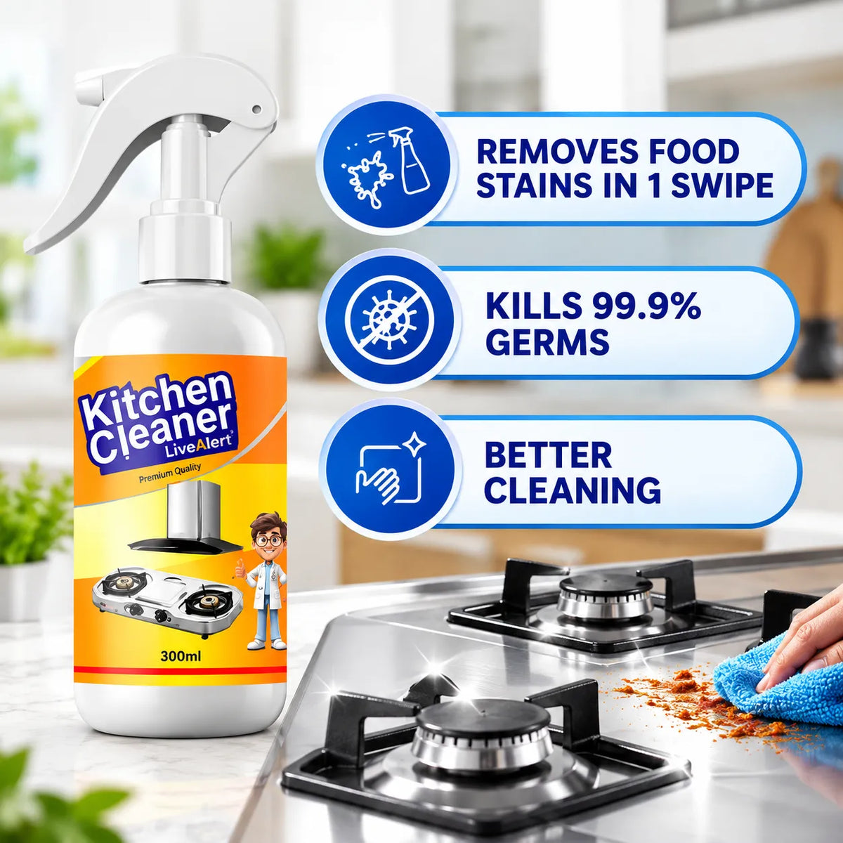 Best Kitchen Cleaner Spray 300ml – Oil & Grease Stain Remover
